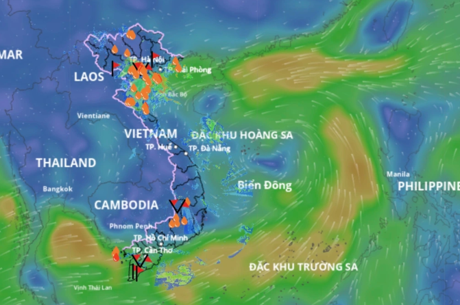 Hình minh họa quá trình bão hình thành từ áp thấp nhiệt đới trên biển.