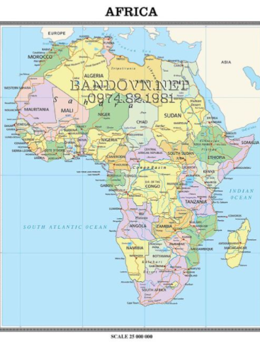 Bản đồ châu Phi với những vùng được đánh dấu là các quốc gia nghèo nhất thế giới.