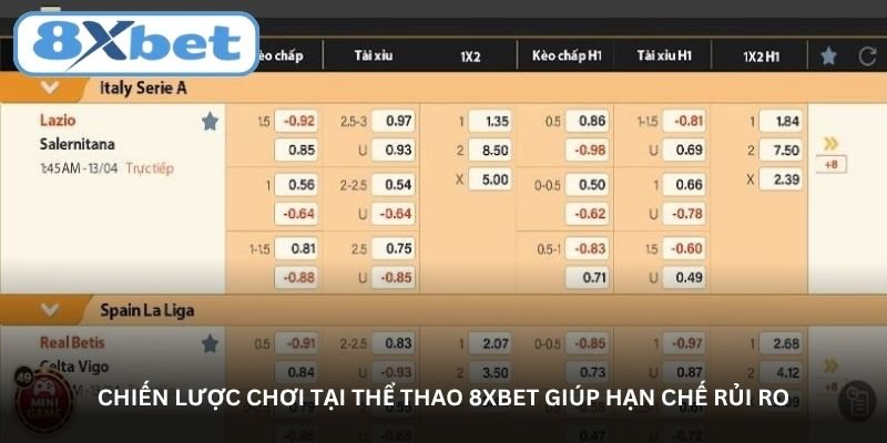 Chiến lược chơi tại Thể thao 8XBET giúp hạn chế rủi ro